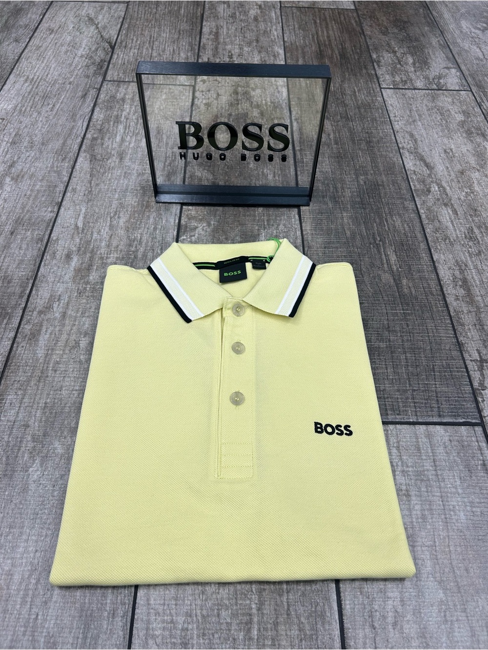 BOSS Yellow Polo Shirt with Contrast Collar NWT